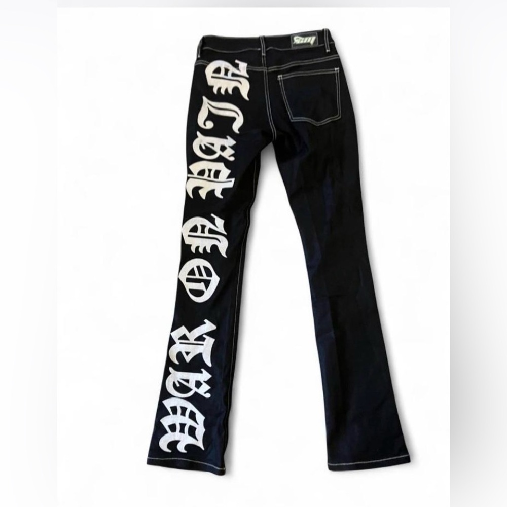 Black Pants with White Graphics